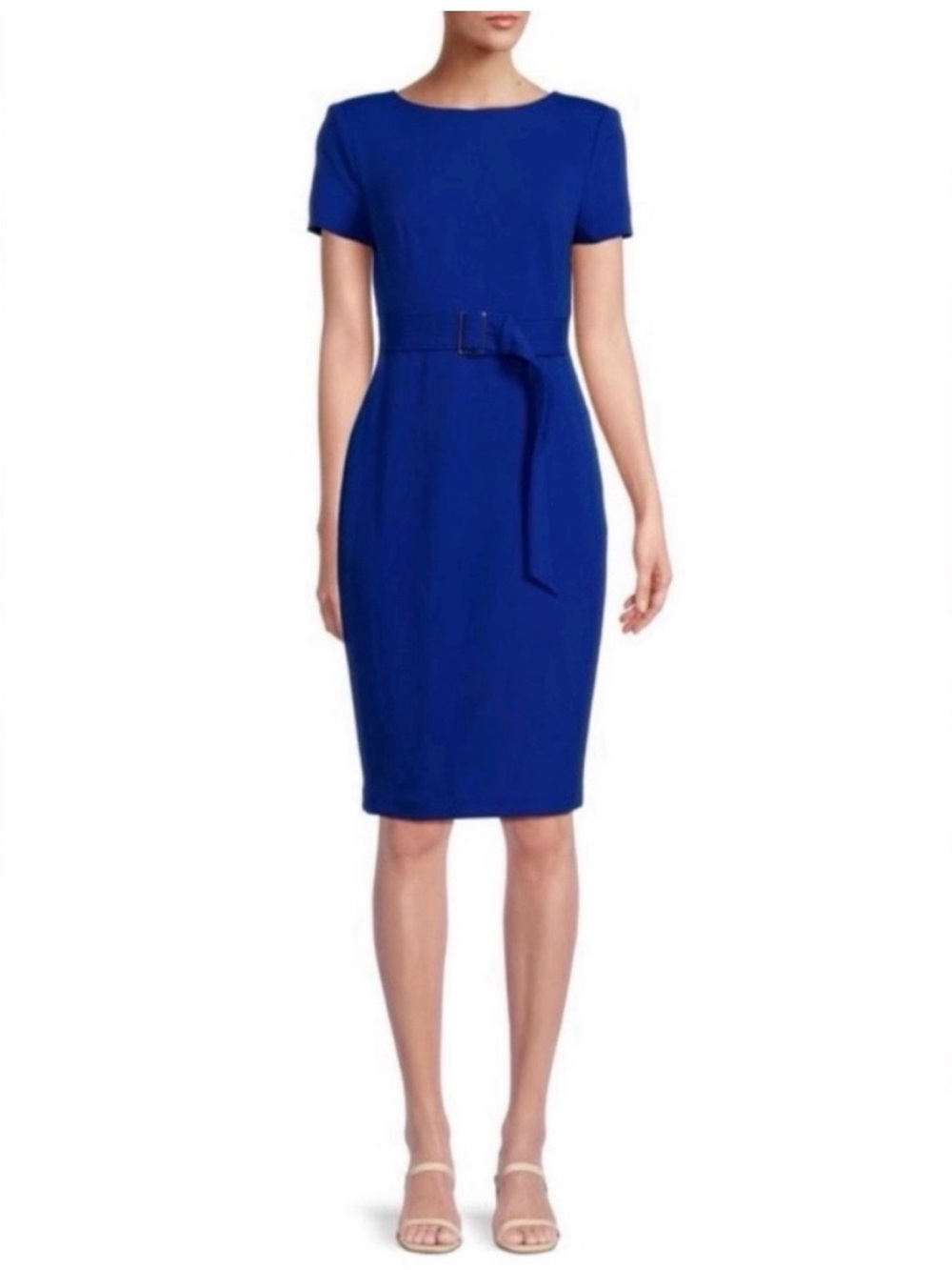 💙 NWT! Blue CALVIN KLEIN Belted
Sheath Dress - Size 12